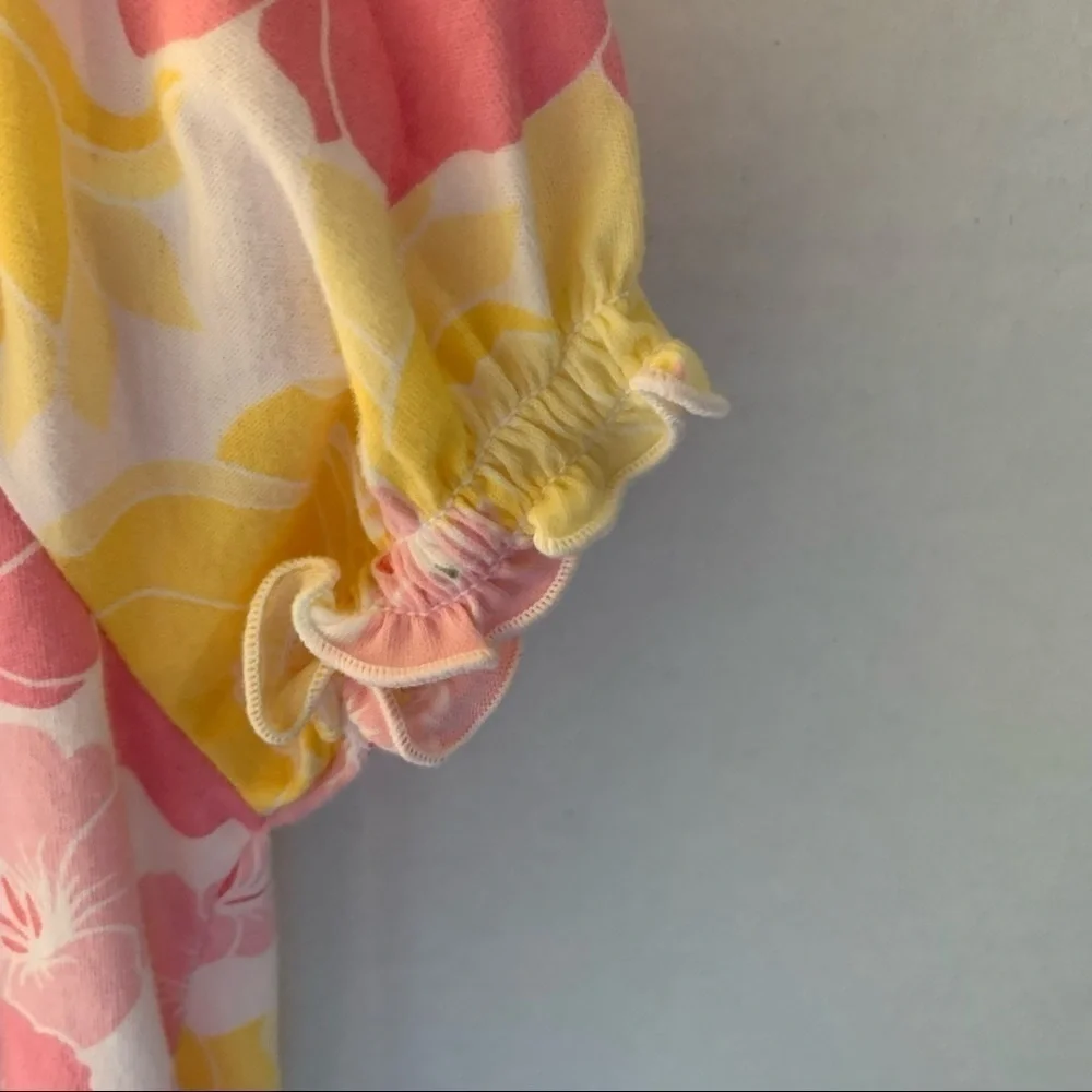 The Children’s Place Floral Ruffle Elastic Spring Summer Pink Yellow. Size 5/6
